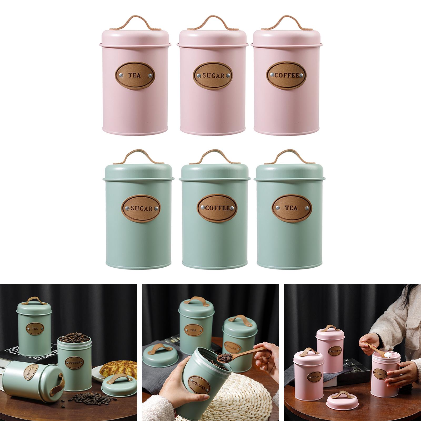 Coffee Tea Sugar Container Set - طقم حاويات مطبخ متعددة الاستخدامات من