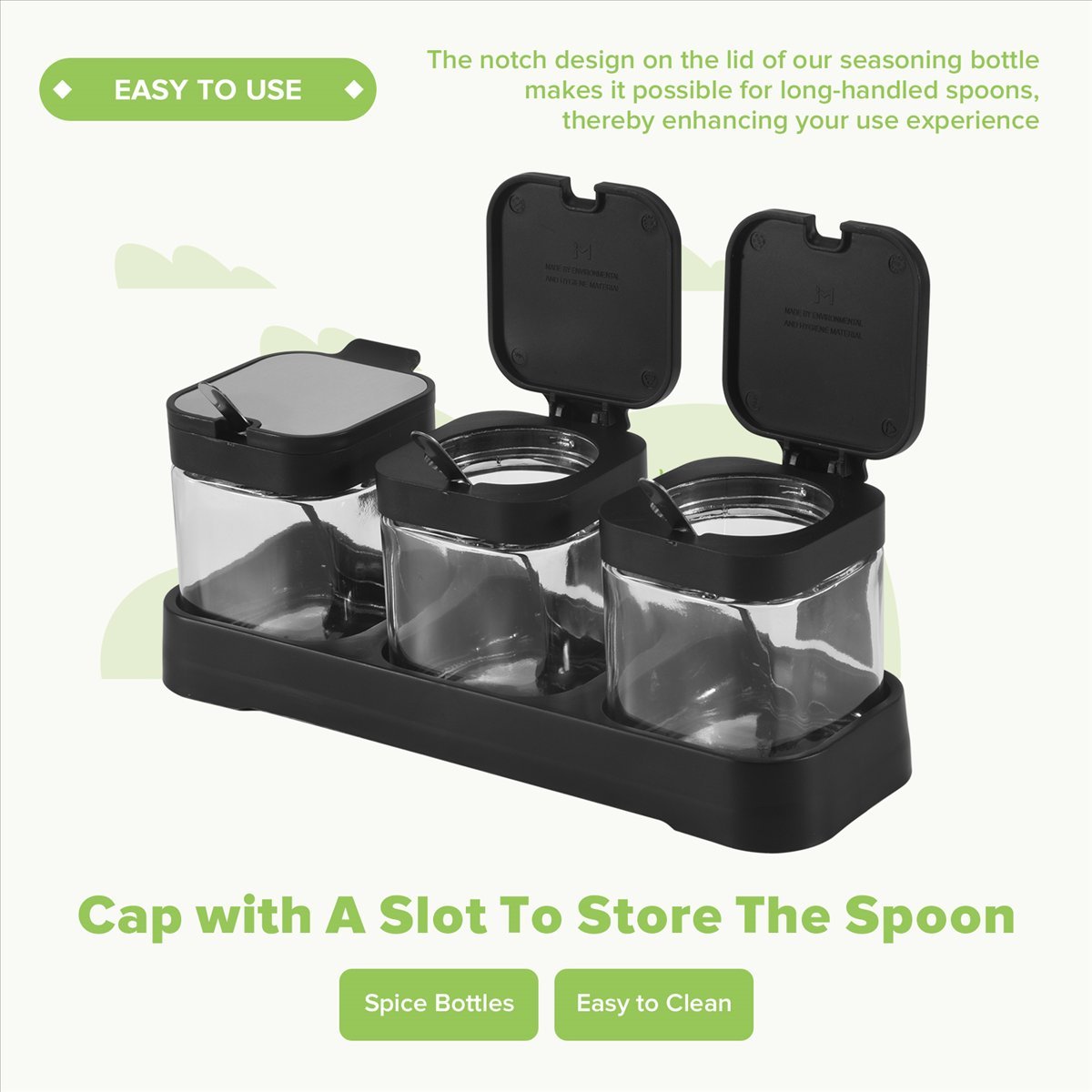 Coffee Tea Sugar Container Set - مجموعة أوعية زجاجية لتخزين التوابل مع