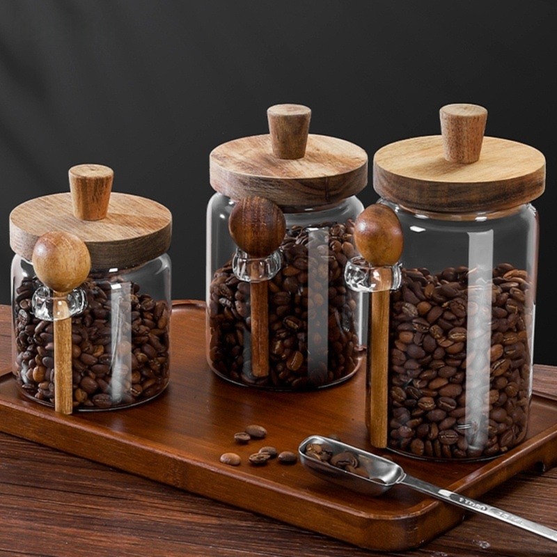 Coffee Tea Sugar Container Set - مجموعة علب زجاجية من ABJI مع