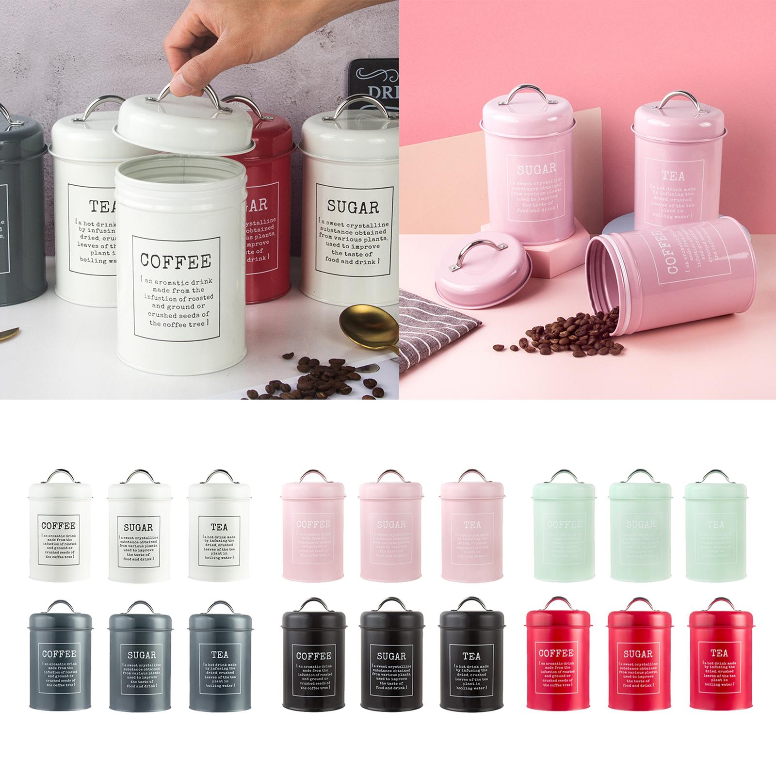 Canister Coffee Sugar Tea - مجموعة من 3 عبوات محكمة الإغلاق