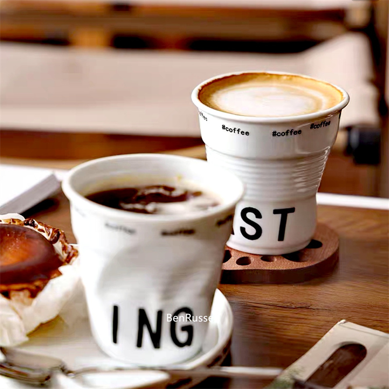 Coffee Tea Name - كوب قهوة سيراميك مجعد غير منتظم
