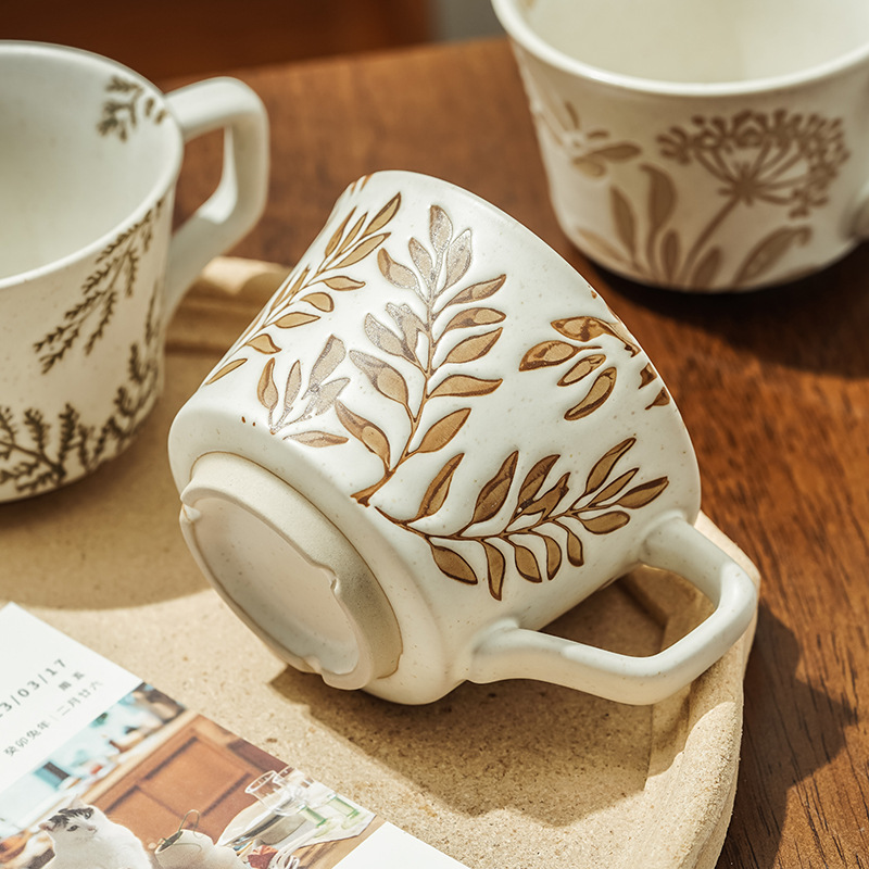 Coffee Tea For Plants - كوب سيراميك إبداعي مرسوم يدويًا بنقوش