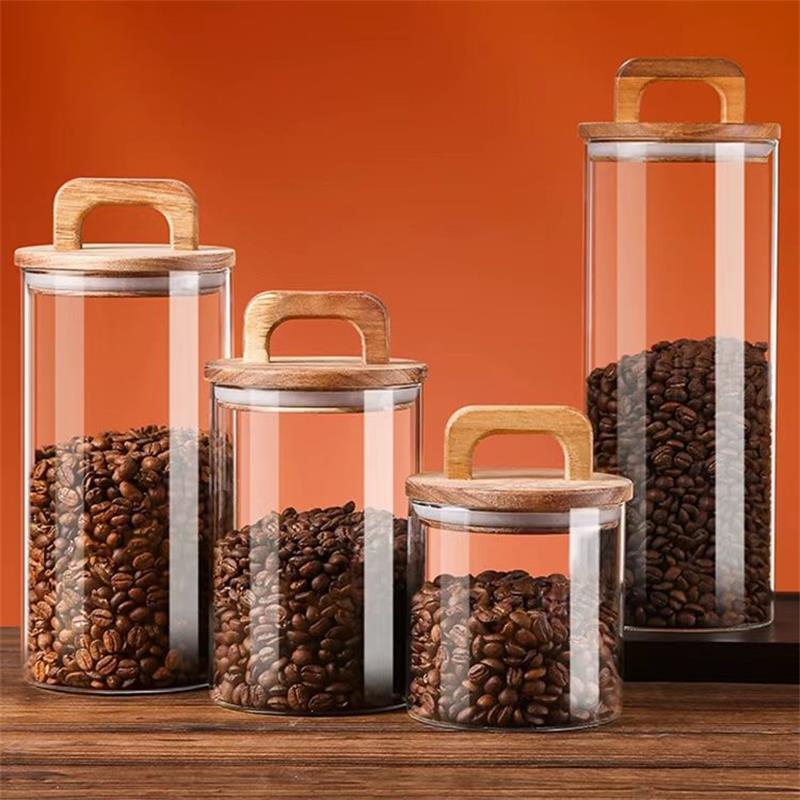 Canister Coffee Sugar Tea - جرة زجاجية شفافة مع غطاء من