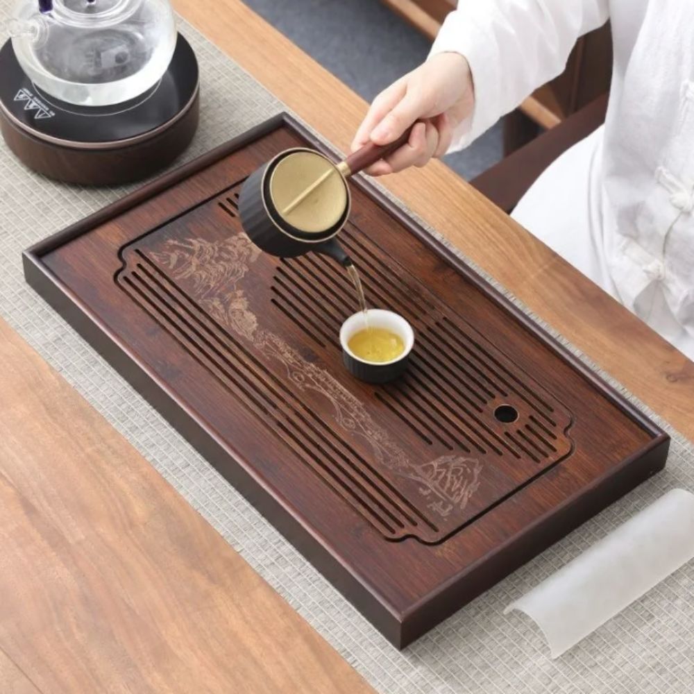 صينية شاي كونغ فو صينية من الخ - مراجعة Bamboo Tea Tray وسعره