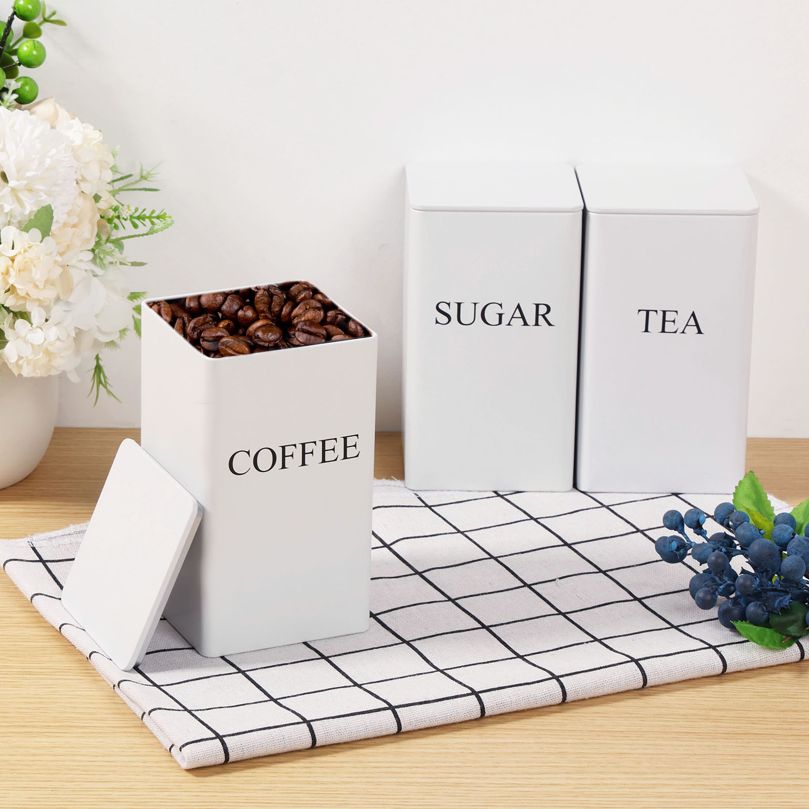 3 قطعة علب تخزين حبوب البن الش - مراجعة Canister Coffee Sugar Tea وسعره