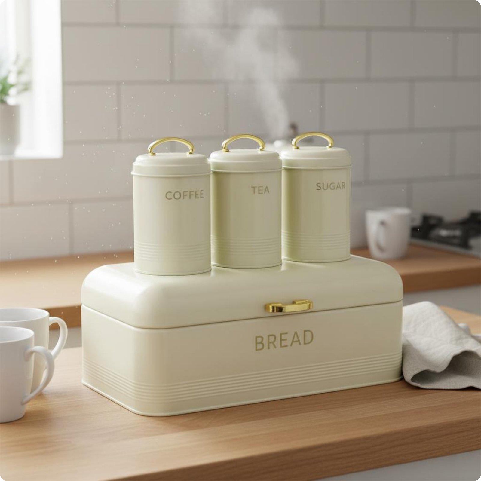 علبة تخزين خبز محكمة الإغلاق ل - مراجعة Coffee Tea Sugar Container Set وسعره