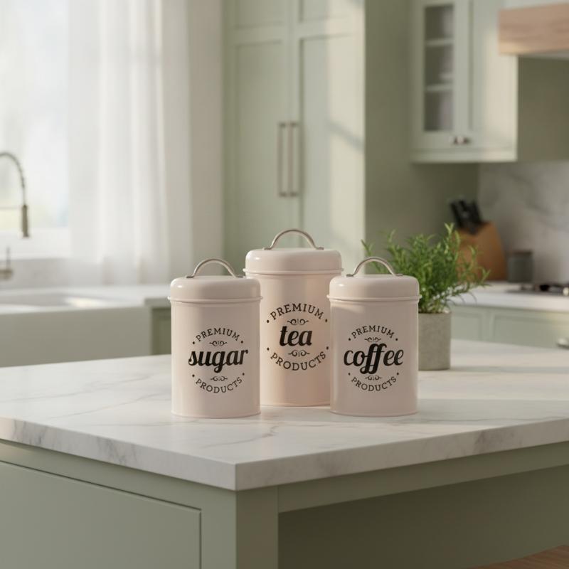 3 قطع من علب تخزين الطعام المع - مراجعة Canister Coffee Sugar Tea وسعره