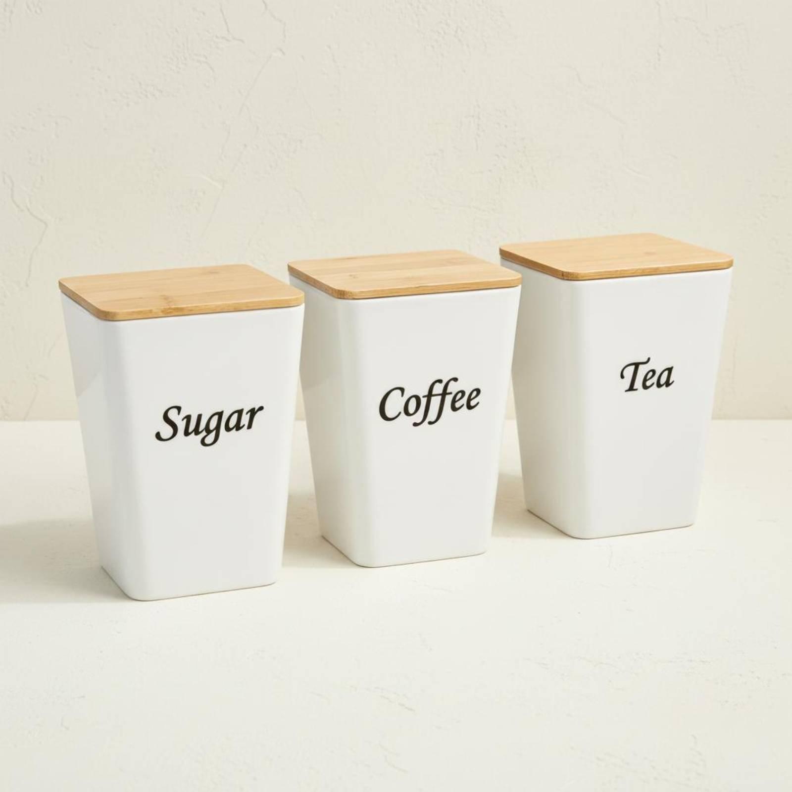 مجموعة علب معدنية بغطاء من الخ - مراجعة Coffee Tea Sugar Container Set وسعره