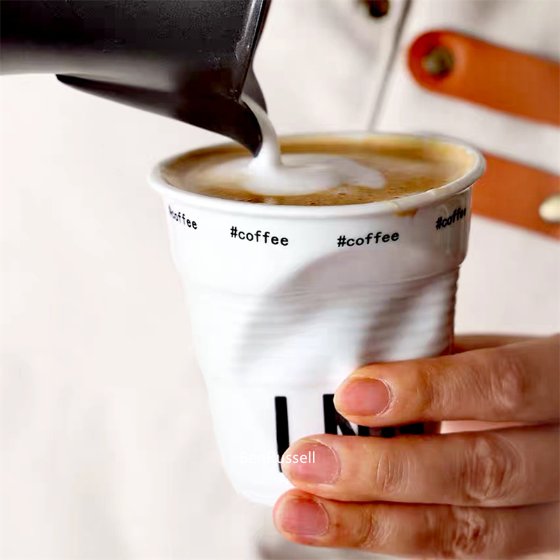 كوب قهوة سيراميك مجعد غير منتظ - مراجعة Coffee Tea Name وسعره
