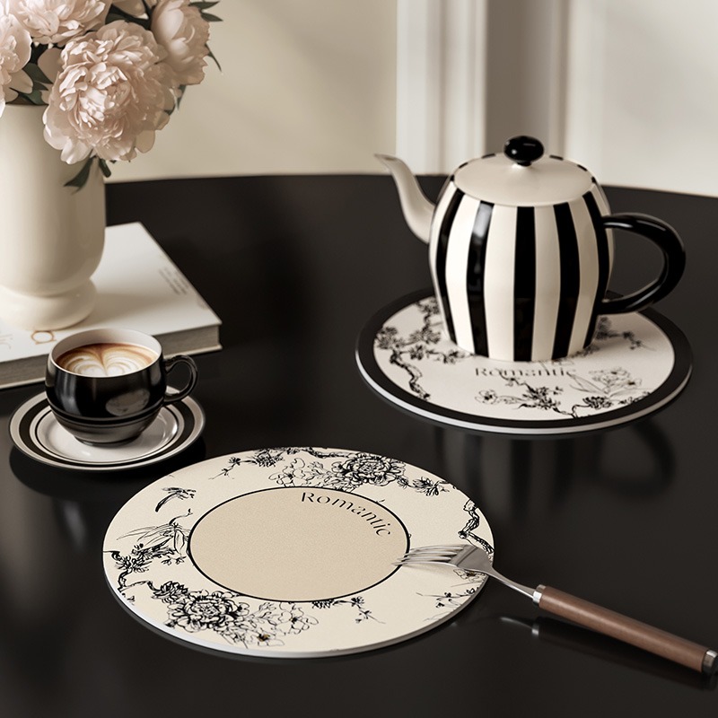 مفرش جلد مستدير لكوستر ، أسود  - مراجعة T And Tea Coffee وسعره