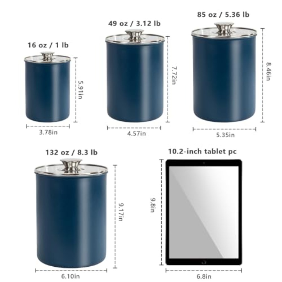 مجموعة حاويات طعام من الفولاذ  - مراجعة Coffee Tea Sugar Container Set وسعره