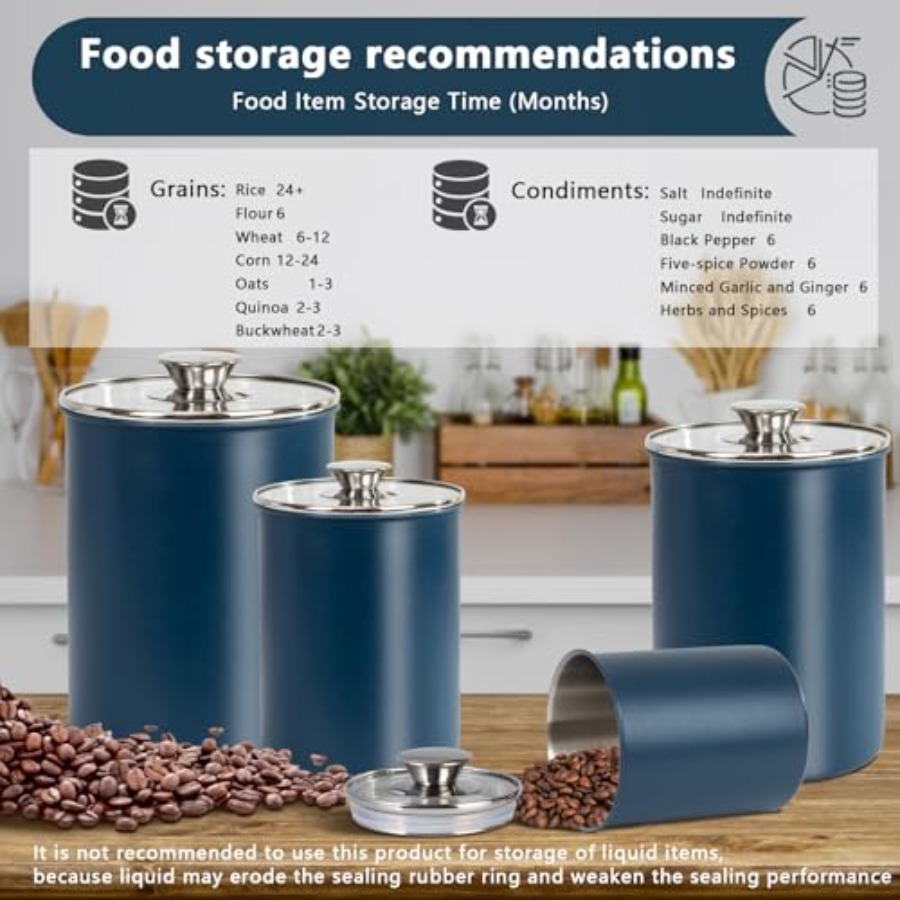 مجموعة حاويات طعام من الفولاذ  - مراجعة Coffee Tea Sugar Container Set وسعره