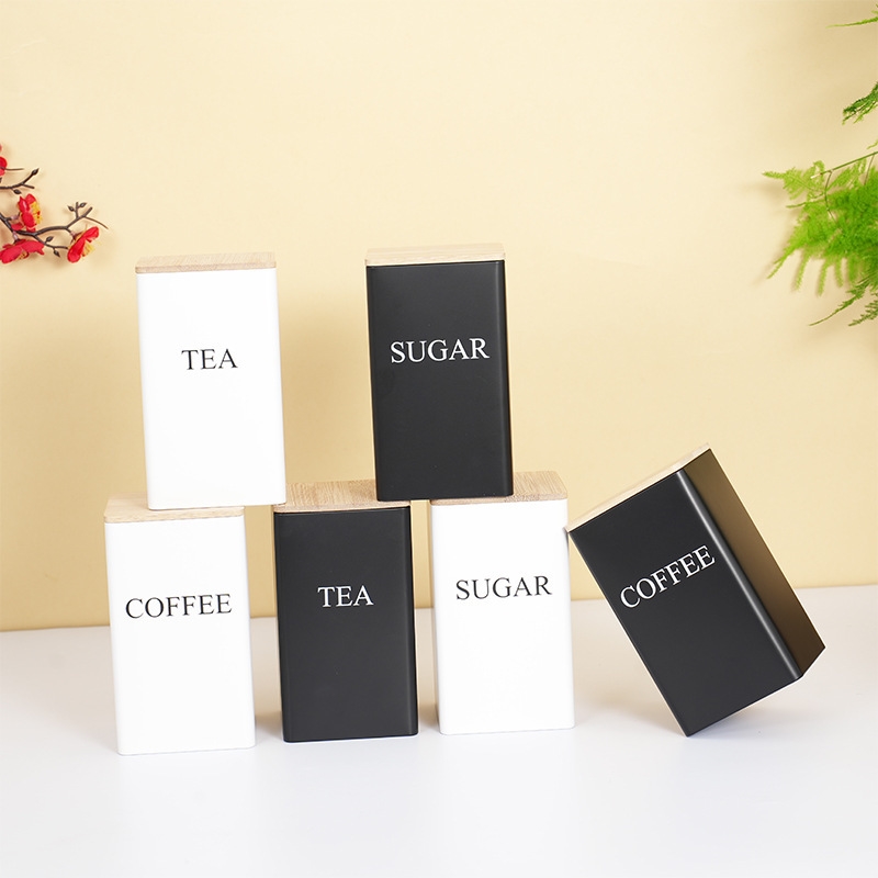 صندوق تخزين من الحديد بغطاء من - مراجعة Canister Coffee Sugar Tea وسعره