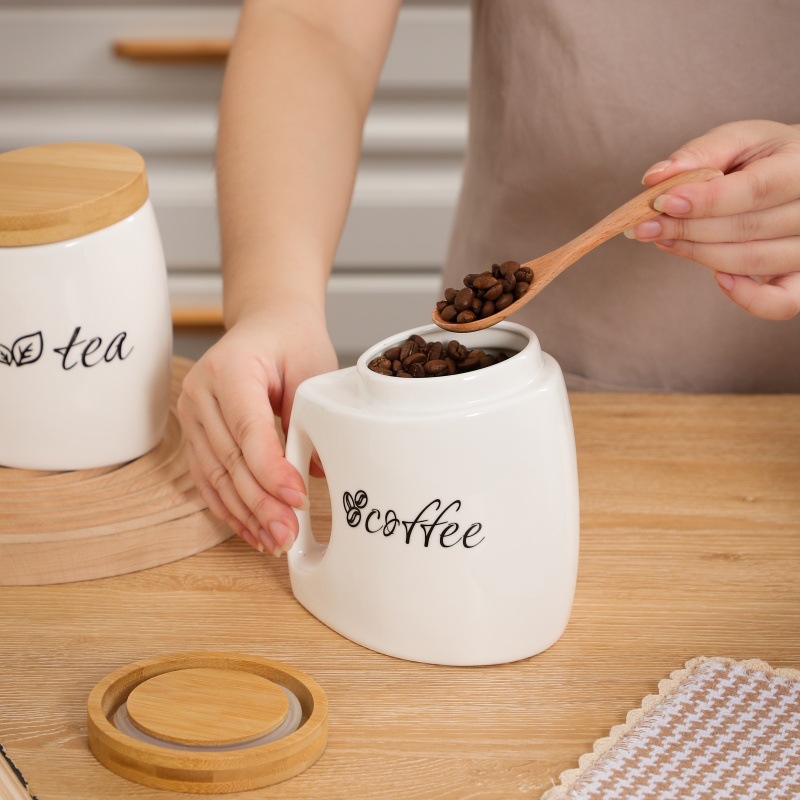 وعاء تخزين سيراميك بغطاء ومقبض - مراجعة Canister Coffee Sugar Tea وسعره