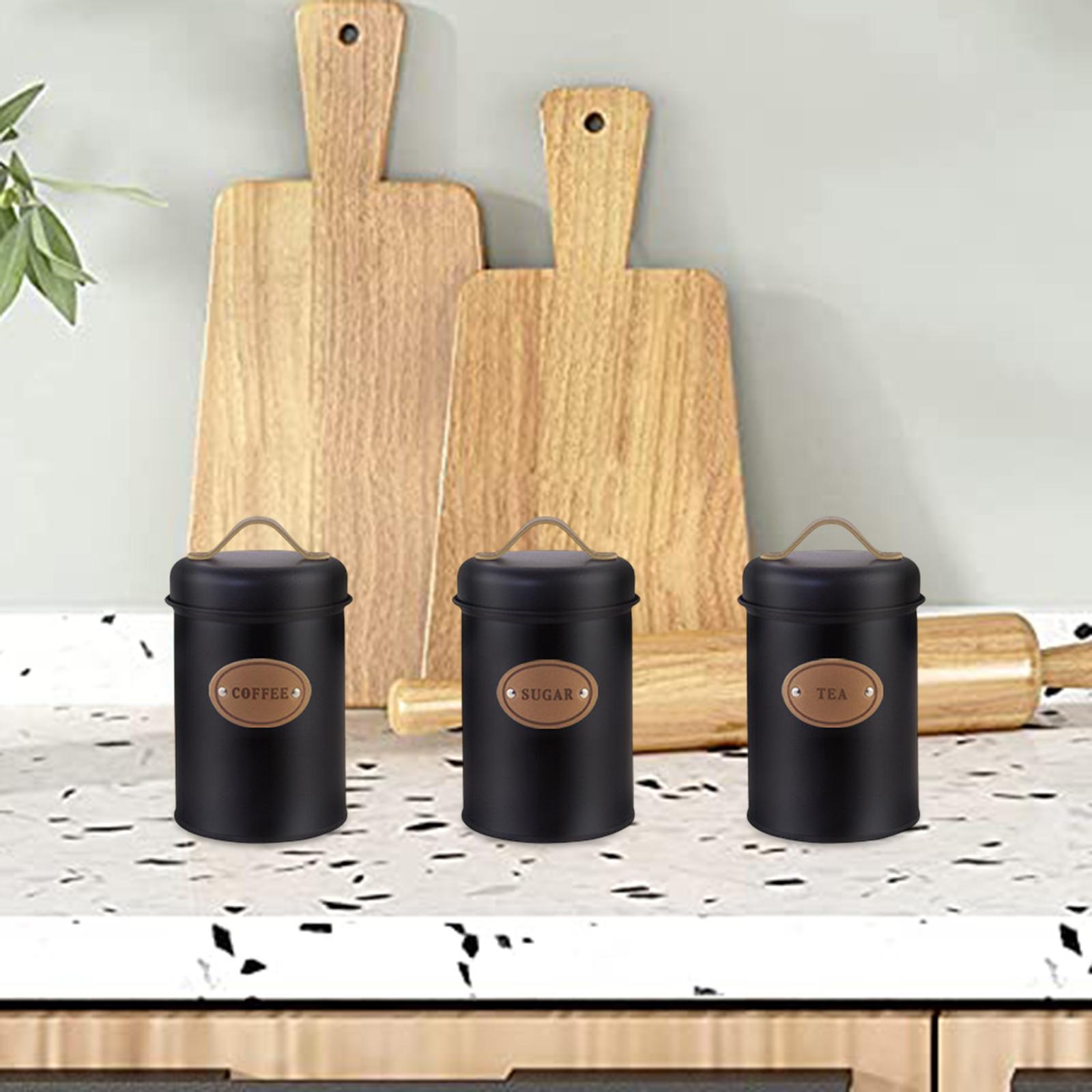 مجموعة علب معدنية للمطبخ بأغطي - مراجعة Coffee Tea Sugar Container Set وسعره