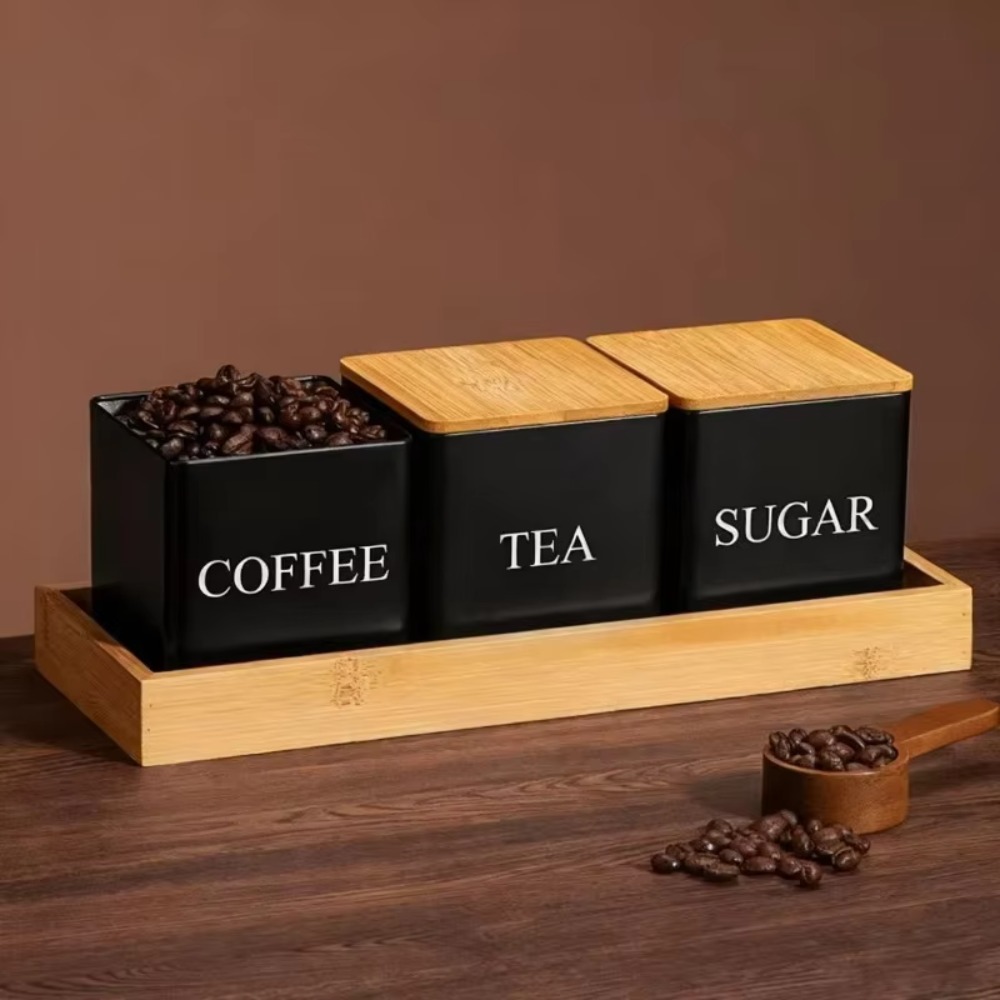 3 قطع من علب تخزين القهوة المع - مراجعة Canister Coffee Sugar Tea وسعره
