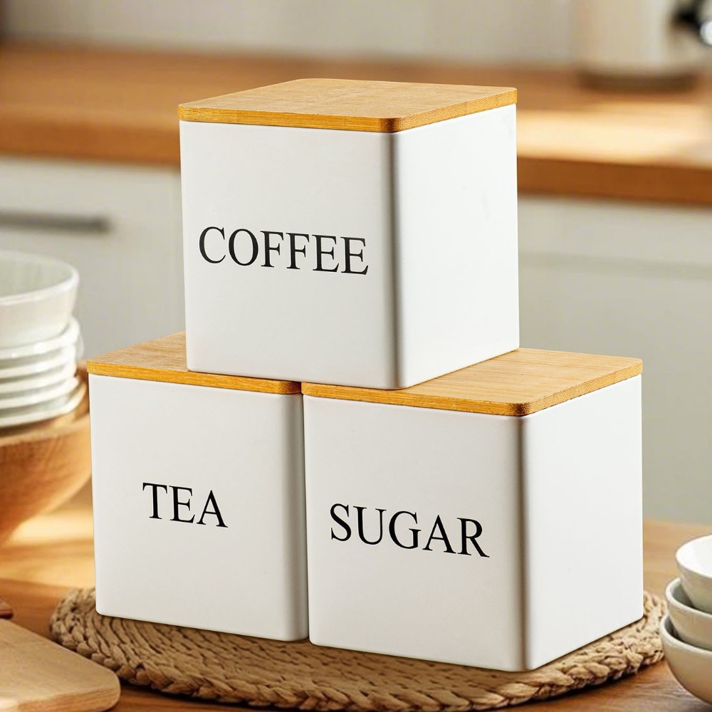 3 قطع من علب تخزين القهوة المع - مراجعة Canister Coffee Sugar Tea وسعره