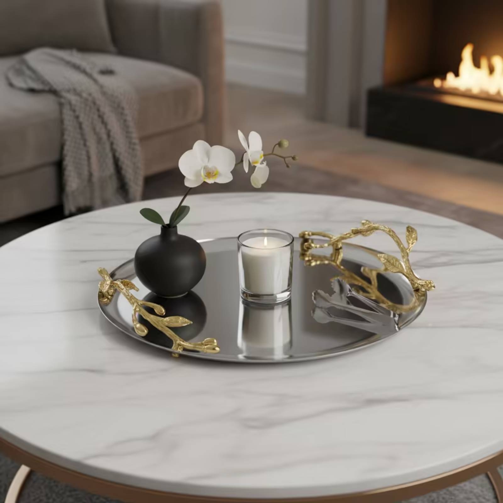 صينية دائرية مزخرفة لتقديم أكو - مراجعة Coffee Tea For Plants وسعره