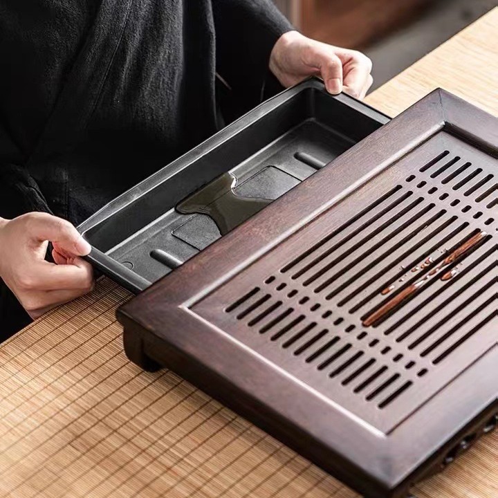 طقم شاي خشبي مع صينية لتخزين ا - مراجعة Bamboo Tea Tray وسعره